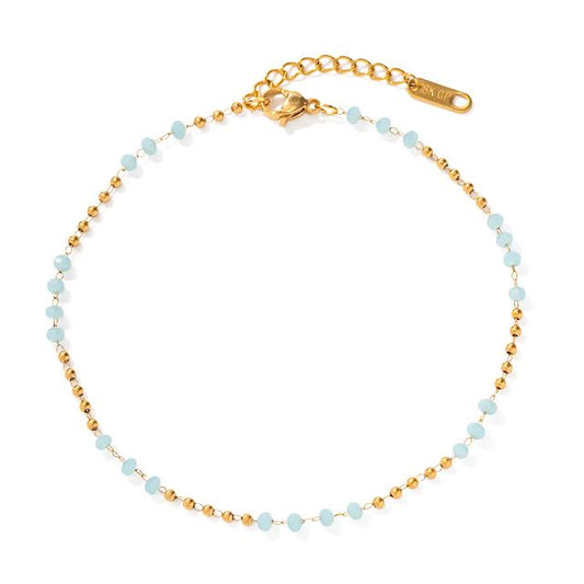 Radiant Blue Stone Gold Enameled Anklet