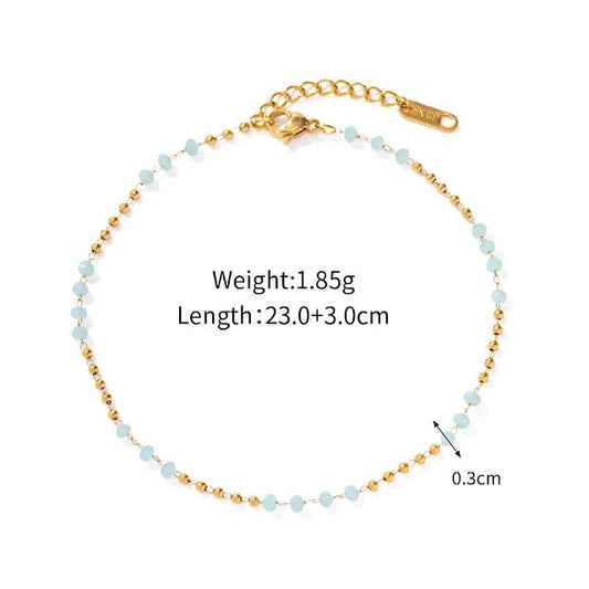 Radiant Blue Stone Gold Enameled Anklet