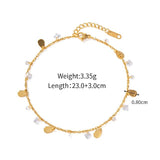 18k Gold Plated Small Disc Zircon Crystals Adjustable Size Anklet