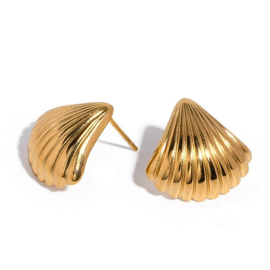 Seashell Fan-shaped Gold Plated Earrings
