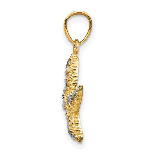 10K with Rhodium Starfish Charm Pendant