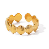Carved Stackable Seashells Open Cuff Ring