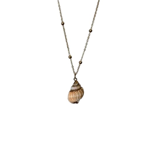 Gold Dipped Edge Spiral Seashell Pendant