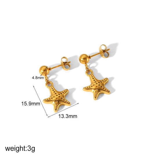 Textured Starfish Stud Earrings