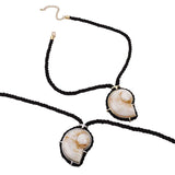 Snail Shell Black Rope Pendant