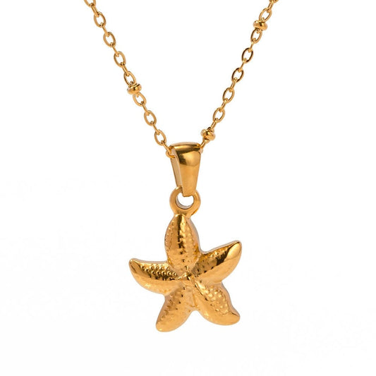 Gold-plated Textured Starfish Pendant