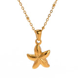 Gold-plated Textured Starfish Pendant