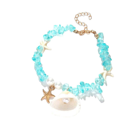 Bohemian Ethnic Style Gravel Starfish Shell Imitation Pearl Beaded Bracelet