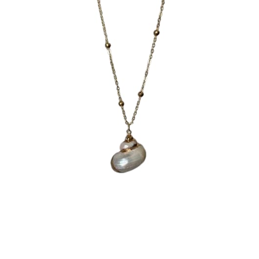 Spiral Shell Necklace with Beads Chain