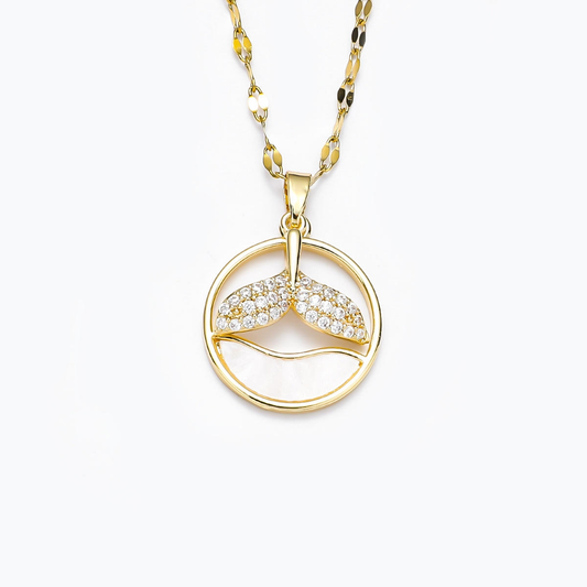 Mother Of Pearl Fish Tail Brass Pendant