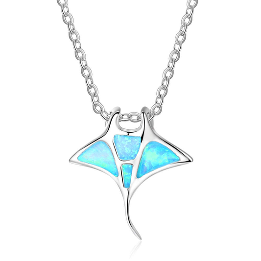Sterling Silver Blue Faux Opal Stingray Pendant