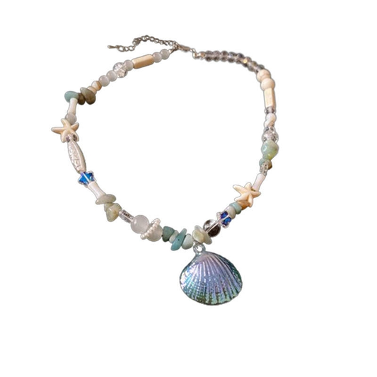 Acrylic Boho Hippie Small Shell Starfish Stone Beaded Necklace