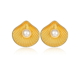Gold Plated Pearl Sea Shell Earrings