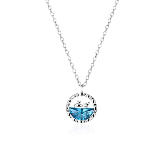 Faux Crystal Hollow Fish Tail Pendant