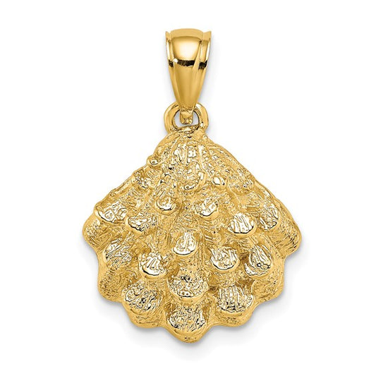14K Textured Oyster Shell Charm Pendant