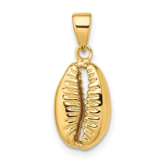 14k Polished 3D Crowrie Shell Pendant