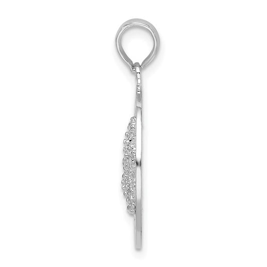 Sterling Silver Rhodium-Plated Port Aransas Circle with Starfish Pendant