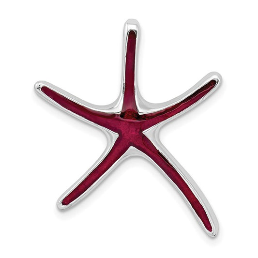 Sterling Silver Rhodium-Plated Polished Enameled Dancing Starfish Slide