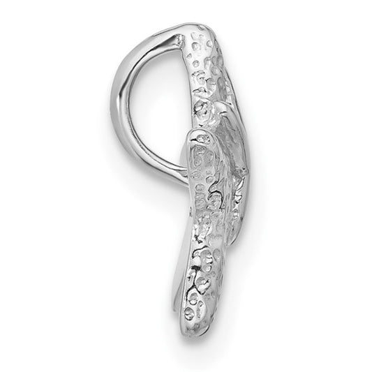 Sterling Silver Rhodium-plated Textured Starfish Chain Slide Pendant