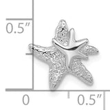 Sterling Silver Rhodium-plated Textured Starfish Chain Slide Pendant