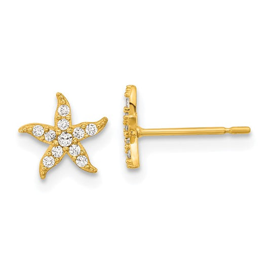 14k Madi K Children's CZ Starfish Post Earrings