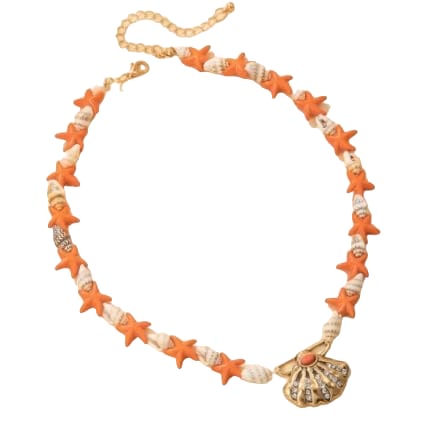 Ocean Blue Starfish and Shell Beaded Necklace