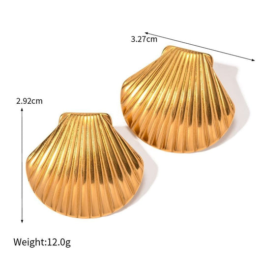 Geometric Large Textured Shell Stud Earrings