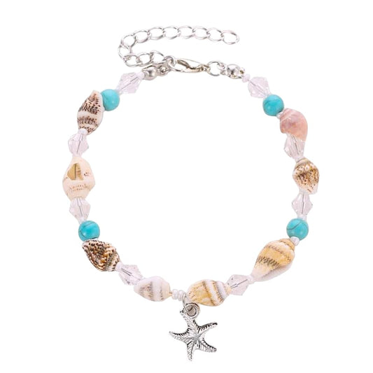 Retro Starfish & Colorful Stone Bead Bracelet