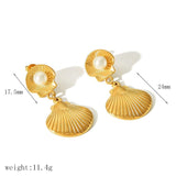Pearl and Shell Shape Drop Earrings