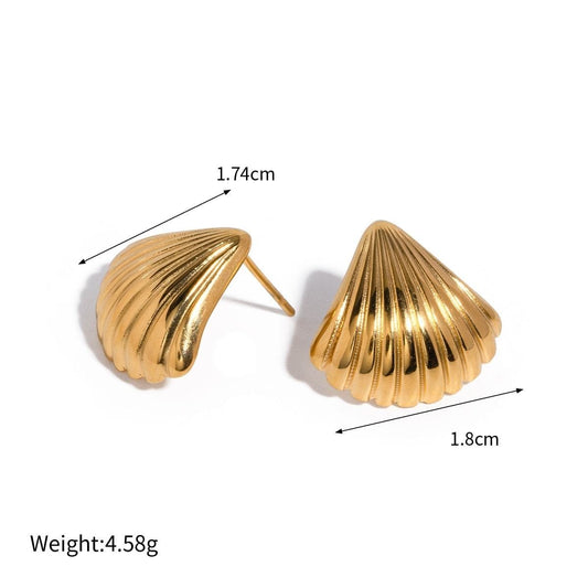 Seashell Fan-shaped Gold Plated Earrings