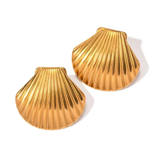 Geometric Large Textured Shell Stud Earrings