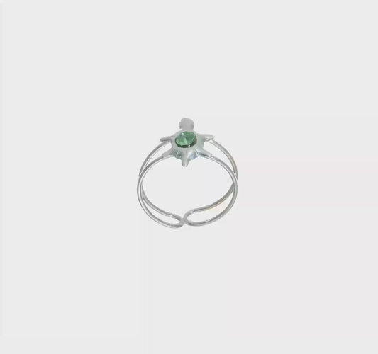 Sterling Silver Rhodium-plated CZ Turtle Toe Ring