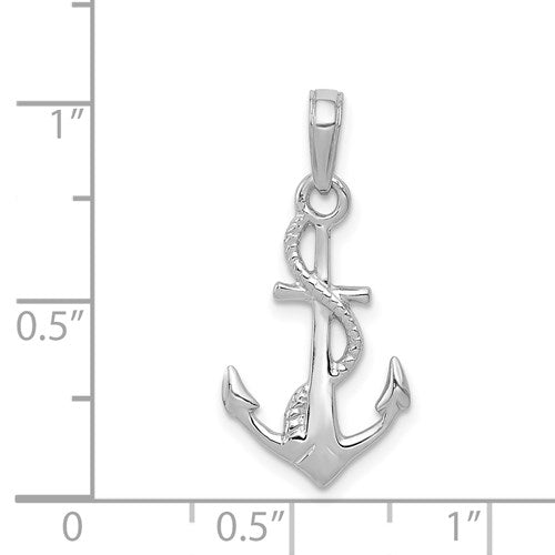 14K WHITE GOLD 3D ANCHOR PENDANT