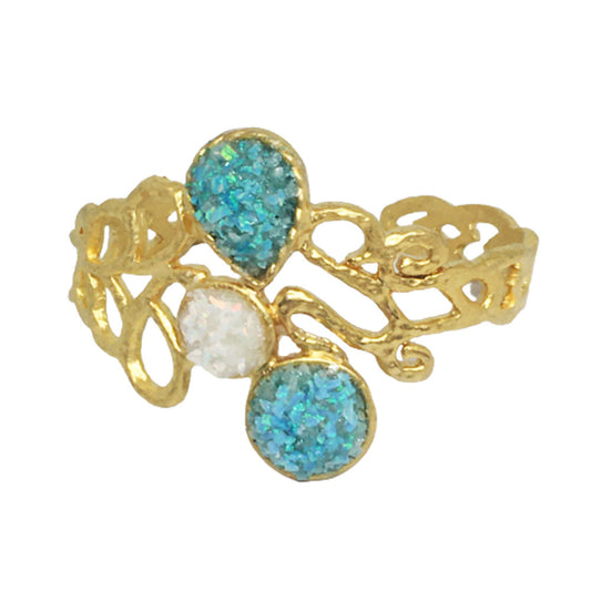GLIMMERING TRIPLE STONE BANGLE