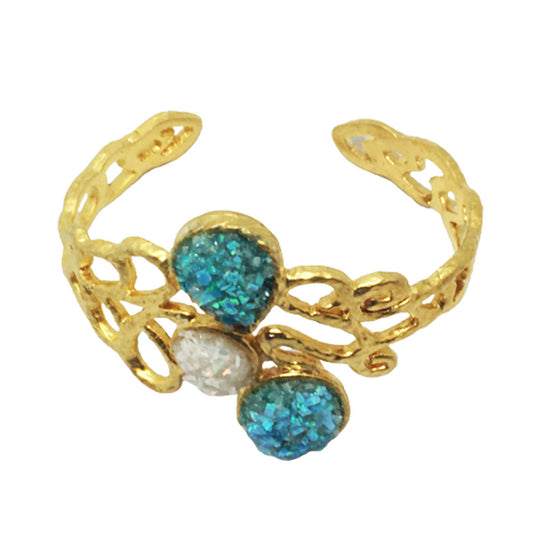 GLIMMERING TRIPLE STONE BANGLE