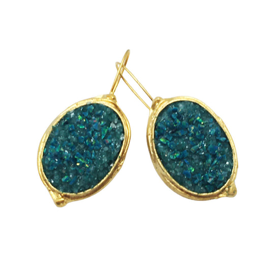 Glimmering Large Oval Earrings