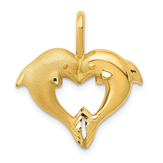 14K DOLPHIN HEART PENDANT