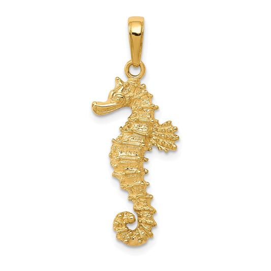 14K POLISHED OPEN-BACKED SEAHORSE PENDANT