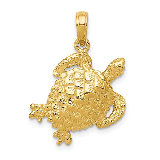 14K YELLOW GOLD DAZZLING TURTLE PENDANT