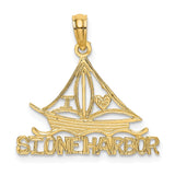 14K I LOVE STONE HARBOR SAILBOAT PENDANT