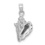 Pendentif à breloque coquille de conque 3D en or blanc 14 carats (5 sur 5)