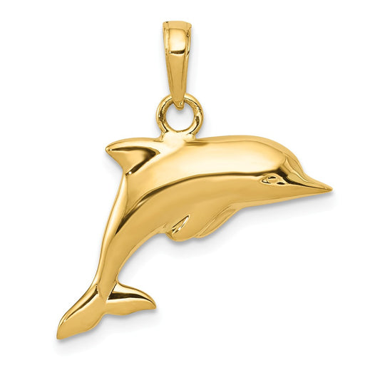 14K POLISHED 3-D DOLPHIN PENDANT