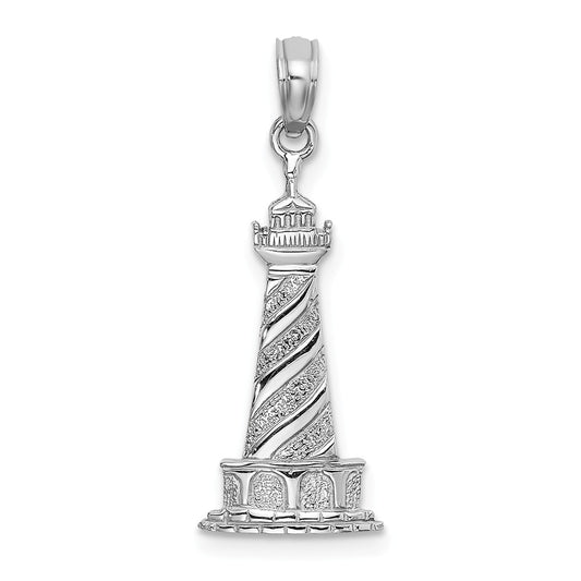 14K WHITE GOLD CAPE HATTERAS LIGHTHOUSE PENDANT