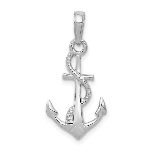 14K WHITE GOLD 3D ANCHOR PENDANT