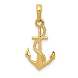 14K YELLOW GOLD 3D ANCHOR PENDANT