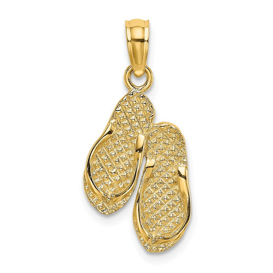 14K SOLID POLISHED HAWAII FLIP FLOPS PENDANT