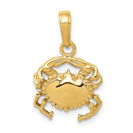 14K YELLOW GOLD SPOTTED CRAB PENDANT