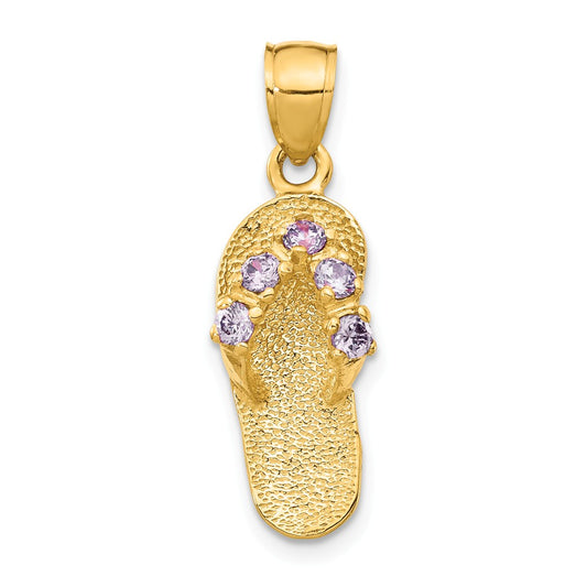 14K FEBRUARY/CZ BIRTHSTONE FLIP FLOP PENDANT
