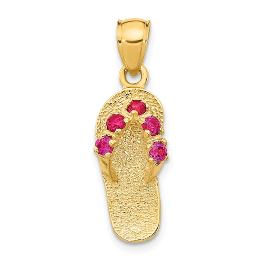 14K JULY/CZ BIRTHSTONE FLIP FLOP PENDANT