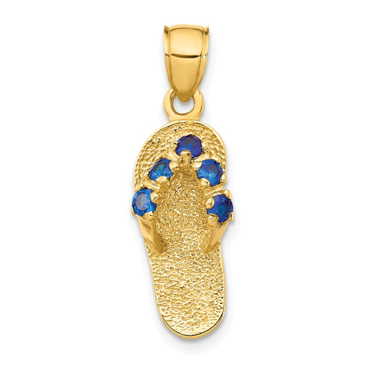 14K SEPTEMBER/CZ BIRTHSTONE FLIP FLOP PENDANT